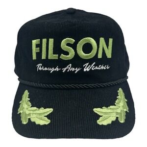 CC Filson Rope Forester‎ Hat Cap Black Green Corduroy Trucker Strapback NWT